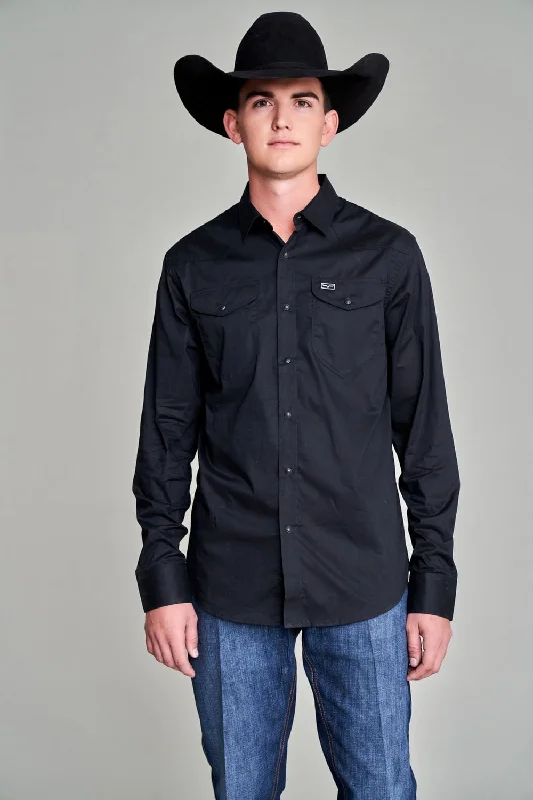 Men's Long - Line Oversized Casual Shirts in Dark Gray for a Relaxed and Modern LookKimes Ranch Mens Blackout Dress Black Cotton Blend L/S Shirt Men's Long - Line Oversized Casual Shirts in Dark Gray for a Relaxed and Modern LookKimes Ranch Mens Blackout Dress Black Cotton Blend L/S Shirt
