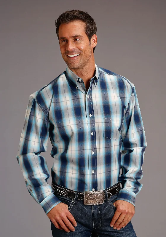 Men's Tailored Fit Checkered Casual Shirts in Multicolor for a Smart - Casual EnsembleStetson Mens Dobby Deep Blue 100% Cotton L/S Shirt Men's Tailored Fit Checkered Casual Shirts in Multicolor for a Smart - Casual EnsembleStetson Mens Dobby Deep Blue 100% Cotton L/S Shirt