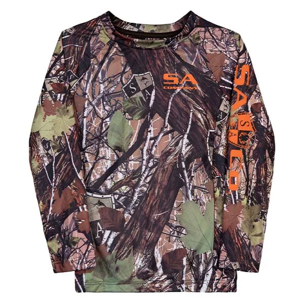 Men's Distressed Denim Casual Shirts with Frayed Edges for a Trendy and Rugged LookKids Performance Long Sleeve Shirt | Dregs Forest Camo