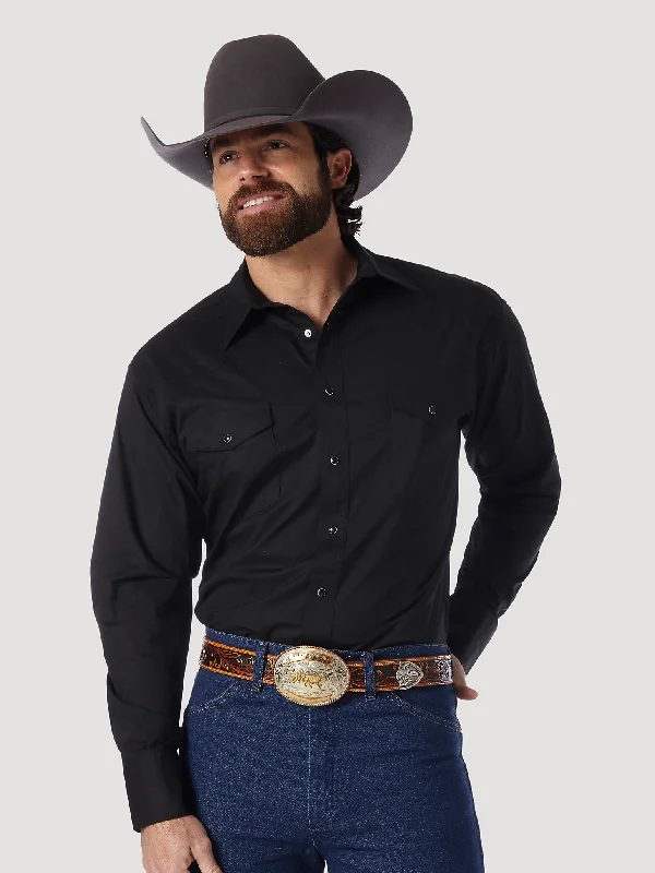 Men's Long - Line Oversized Casual Shirts in Dark Gray for a Relaxed and Modern LookMen's Wrangler Authentic Sport Western Snap Front Shirt #71105BKX Men's Long - Line Oversized Casual Shirts in Dark Gray for a Relaxed and Modern LookMen's Wrangler Authentic Sport Western Snap Front Shirt #71105BKX
