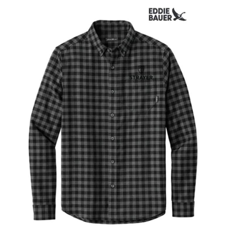 Men's Sustainable Recycled Material Casual Shirts for Eco - Conscious ConsumersSTRAYER - Eddie Bauer® Long Sleeve Favorite Flannel Plaid Shirt - Deep Black Mini Buffalo Men's Sustainable Recycled Material Casual Shirts for Eco - Conscious ConsumersSTRAYER - Eddie Bauer® Long Sleeve Favorite Flannel Plaid Shirt - Deep Black Mini Buffalo