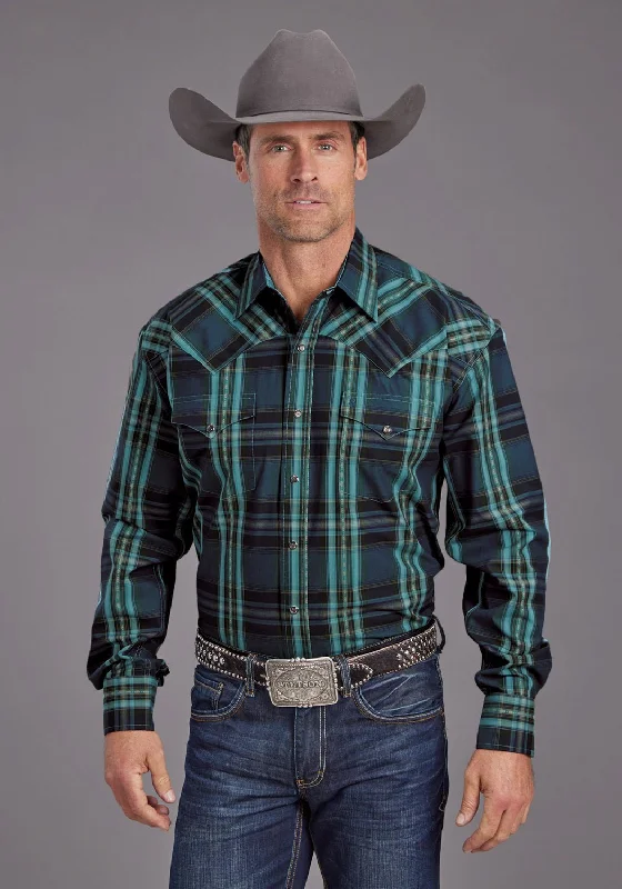 Men's Tailored Fit Checkered Casual Shirts in Multicolor for a Smart - Casual EnsembleStetson Mens Lake Dobby Blue 100% Cotton L/S Shirt Men's Tailored Fit Checkered Casual Shirts in Multicolor for a Smart - Casual EnsembleStetson Mens Lake Dobby Blue 100% Cotton L/S Shirt