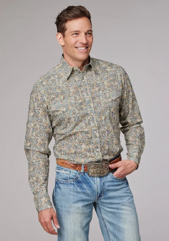 Plus Size Men's Plaid Flannel Casual Shirts in Earth Tones for a Cozy Fall OutfitRoper Mens Sketchy Paisley Brown 100% Cotton L/S Shirt Plus Size Men's Plaid Flannel Casual Shirts in Earth Tones for a Cozy Fall OutfitRoper Mens Sketchy Paisley Brown 100% Cotton L/S Shirt