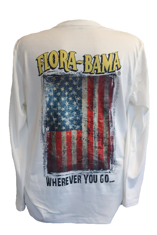 Men's Sustainable Recycled Material Casual Shirts for Eco - Conscious ConsumersFlora-Bama LS Performance Fabric Flag Design Men's Sustainable Recycled Material Casual Shirts for Eco - Conscious ConsumersFlora-Bama LS Performance Fabric Flag Design
