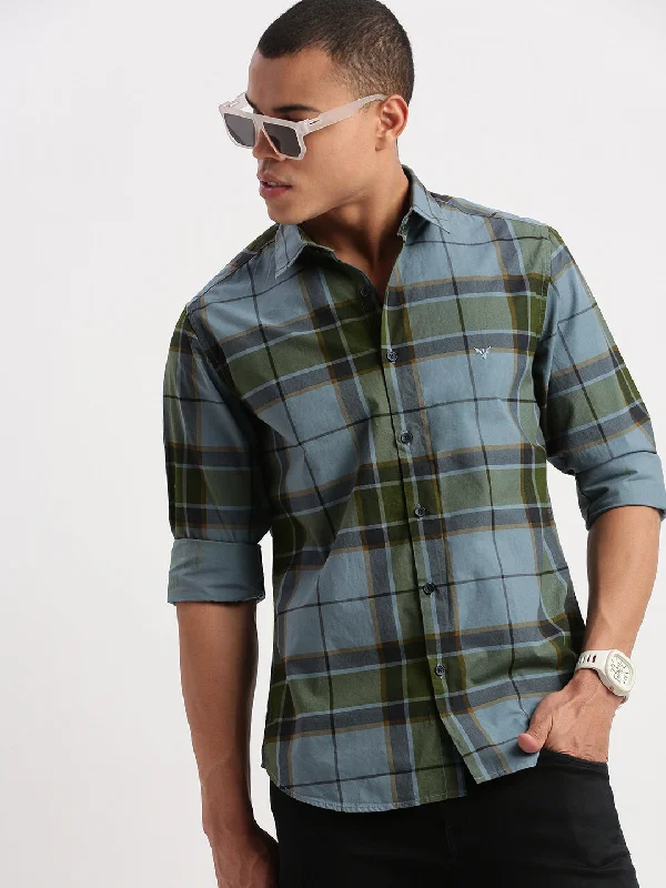 Men's Sustainable Recycled Material Casual Shirts for Eco - Conscious ConsumersMen Tartan Checks Blue Shirt Men's Sustainable Recycled Material Casual Shirts for Eco - Conscious ConsumersMen Tartan Checks Blue Shirt