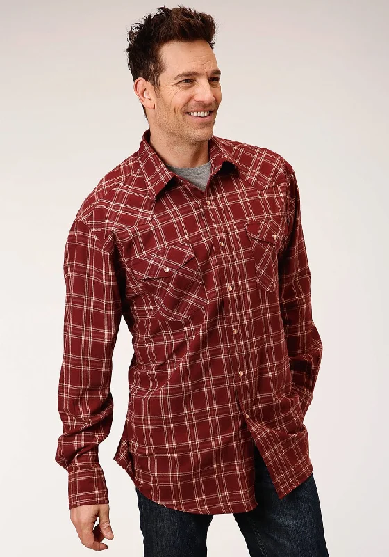 Men's Two - Tone Contrast Panel Casual Shirts in White and Navy for a Stylish and Eye - Catching DesignRoper Mens Wine 100% Cotton Unlined Flannel Plaid L/S Shirt Men's Two - Tone Contrast Panel Casual Shirts in White and Navy for a Stylish and Eye - Catching DesignRoper Mens Wine 100% Cotton Unlined Flannel Plaid L/S Shirt