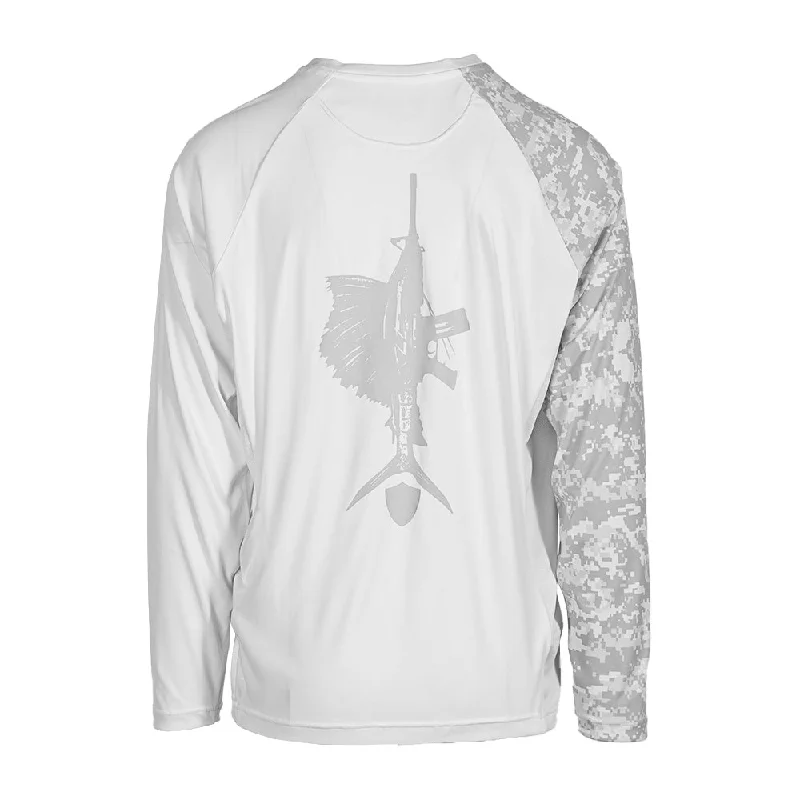 Men's Button - Down Oxford Casual Shirts in Crisp White for a Classic and Versatile StylePerformance Long Sleeve Shirt | Ghost Digi Camo | Game On Men's Button - Down Oxford Casual Shirts in Crisp White for a Classic and Versatile StylePerformance Long Sleeve Shirt | Ghost Digi Camo | Game On