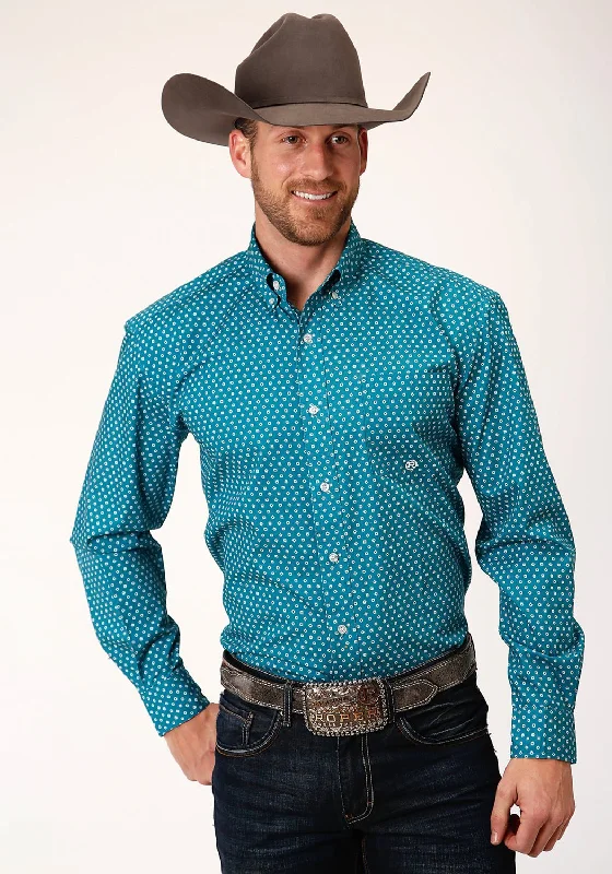 Men's Shearling - Lined Collar Casual Shirts in Brown for a Rustic and Warm AppealRoper Mens Teal 100% Cotton Mini Foulard BD L/S 1 Pkt Shirt Men's Shearling - Lined Collar Casual Shirts in Brown for a Rustic and Warm AppealRoper Mens Teal 100% Cotton Mini Foulard BD L/S 1 Pkt Shirt