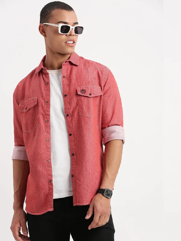 Men's Button - Down Oxford Casual Shirts in Crisp White for a Classic and Versatile StyleMen Solid Red Shirt Men's Button - Down Oxford Casual Shirts in Crisp White for a Classic and Versatile StyleMen Solid Red Shirt