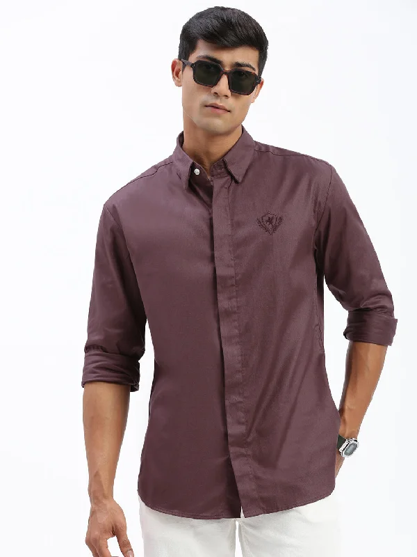 Men's Thermal - Lined Casual Shirts in Black for Added Warmth in Cold WeatherMen Solid Brown Slim Fit Shirt Men's Thermal - Lined Casual Shirts in Black for Added Warmth in Cold WeatherMen Solid Brown Slim Fit Shirt