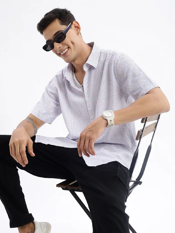 Men's Tailored Fit Checkered Casual Shirts in Multicolor for a Smart - Casual EnsembleMen Spread Collar Printed Slim Fit White Shirt Men's Tailored Fit Checkered Casual Shirts in Multicolor for a Smart - Casual EnsembleMen Spread Collar Printed Slim Fit White Shirt