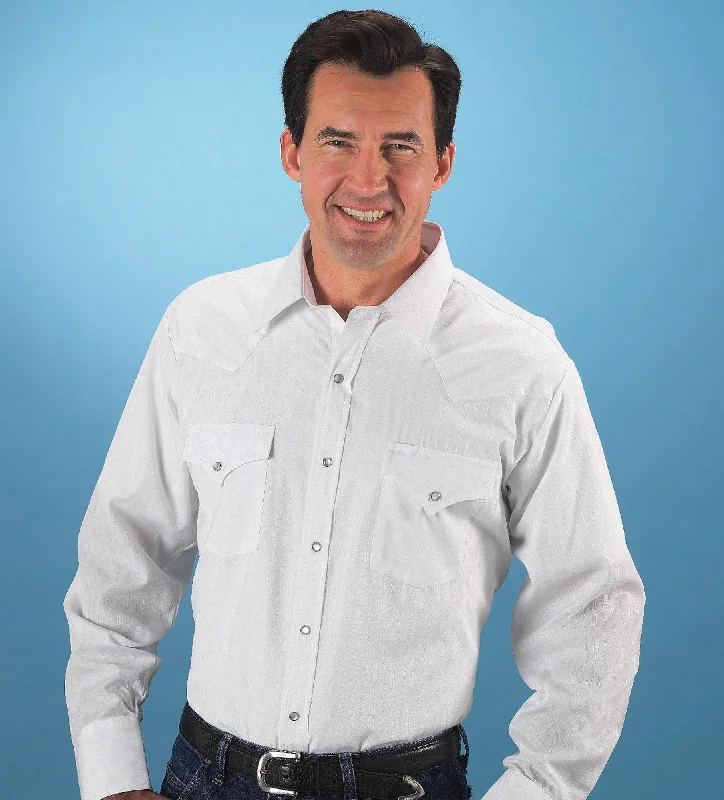 Men's Moisture - Wicking Performance Fabric Casual Shirts for Outdoor ActivitiesEly & Walker Mens Tone on Tone White Western Shirt L/S Poly/Cotton Men's Moisture - Wicking Performance Fabric Casual Shirts for Outdoor ActivitiesEly & Walker Mens Tone on Tone White Western Shirt L/S Poly/Cotton