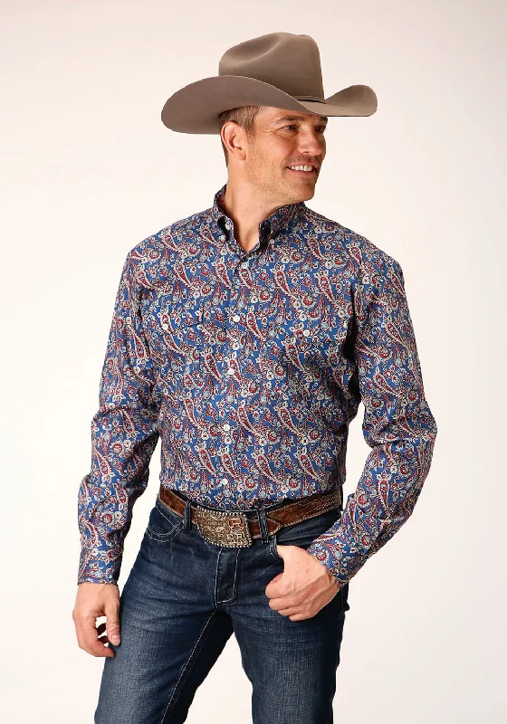 Men's Graphic - Printed Casual Shirts with Pop - Culture References for a Fun and Stylish LookRoper Mens Independence Foulard Blue 100% Cotton L/S Shirt Men's Graphic - Printed Casual Shirts with Pop - Culture References for a Fun and Stylish LookRoper Mens Independence Foulard Blue 100% Cotton L/S Shirt