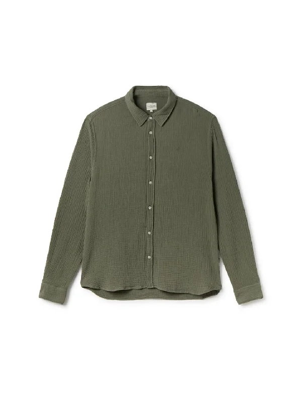 Plus Size Men's Striped Chambray Casual Shirts with a Spread Collar for a Preppy AppearanceUnyee - Deep Lichen Green Plus Size Men's Striped Chambray Casual Shirts with a Spread Collar for a Preppy AppearanceUnyee - Deep Lichen Green