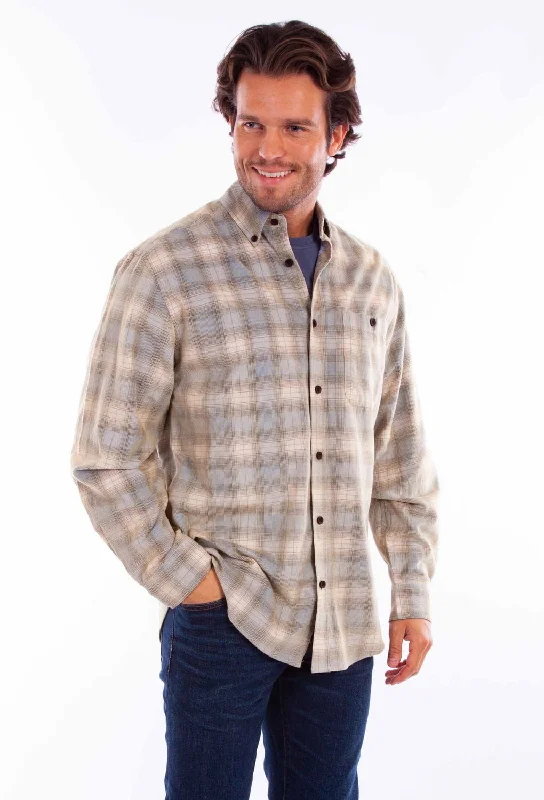 Men's Retro - Style Hawaiian Print Casual Shirts in Bold Patterns for a Tropical VacationScully Mens Corduroy Plaid Blue/Tan 100% Cotton L/S Shirt Men's Retro - Style Hawaiian Print Casual Shirts in Bold Patterns for a Tropical VacationScully Mens Corduroy Plaid Blue/Tan 100% Cotton L/S Shirt