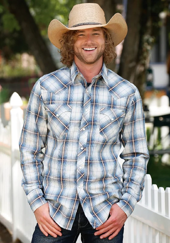Men's Linen Blend Casual Shirts with Roll - Up Sleeves for a Summer Beach LookTin Haul Mens Diamond Back Dobby Blue 100% Cotton L/S Shirt Men's Linen Blend Casual Shirts with Roll - Up Sleeves for a Summer Beach LookTin Haul Mens Diamond Back Dobby Blue 100% Cotton L/S Shirt