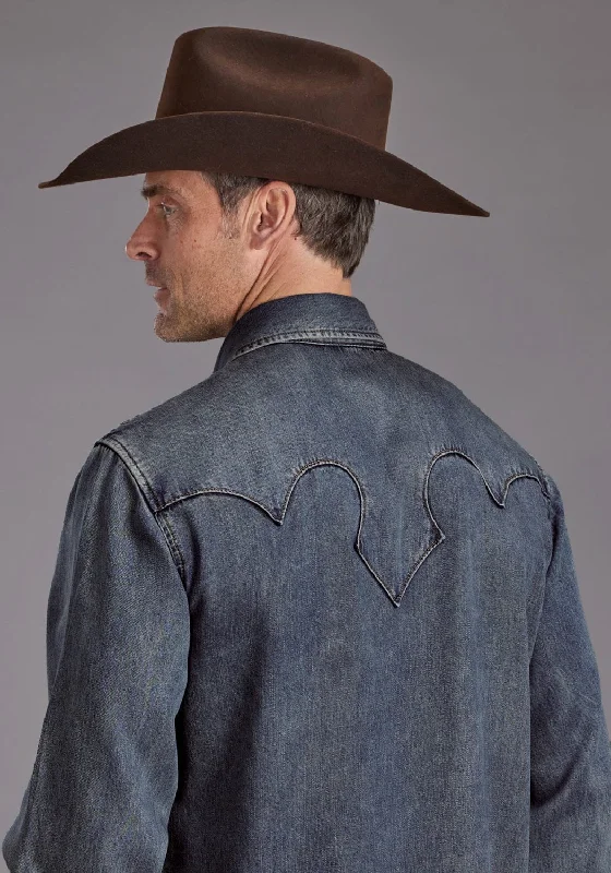 Men's Stretch - Fabric Casual Shirts in Navy Blue for a Comfortable and Flexible FitStetson Mens Octagon Snaps Western Blue Lyocell L/S Shirt Men's Stretch - Fabric Casual Shirts in Navy Blue for a Comfortable and Flexible FitStetson Mens Octagon Snaps Western Blue Lyocell L/S Shirt