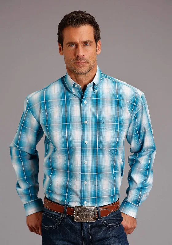 Plus Size Men's Plaid Flannel Casual Shirts in Earth Tones for a Cozy Fall OutfitStetson Mens Turquoise 100% Cotton Ombre BD L/S 1 Pkt Shirt Plus Size Men's Plaid Flannel Casual Shirts in Earth Tones for a Cozy Fall OutfitStetson Mens Turquoise 100% Cotton Ombre BD L/S 1 Pkt Shirt