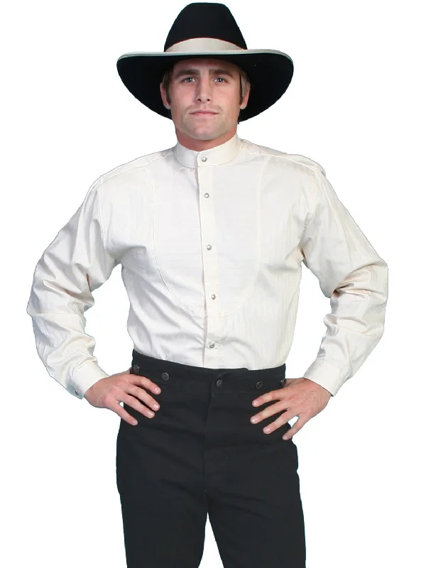 Men's Two - Tone Contrast Panel Casual Shirts in White and Navy for a Stylish and Eye - Catching DesignScully Mens Ivory 100% Cotton Inset Bib L/S Shirt Men's Two - Tone Contrast Panel Casual Shirts in White and Navy for a Stylish and Eye - Catching DesignScully Mens Ivory 100% Cotton Inset Bib L/S Shirt