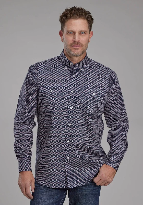 Men's Long - Line Oversized Casual Shirts in Dark Gray for a Relaxed and Modern LookRoper Mens Diamond Eye Geo Blue 100% Cotton Tall Btn L/S Shirt Men's Long - Line Oversized Casual Shirts in Dark Gray for a Relaxed and Modern LookRoper Mens Diamond Eye Geo Blue 100% Cotton Tall Btn L/S Shirt