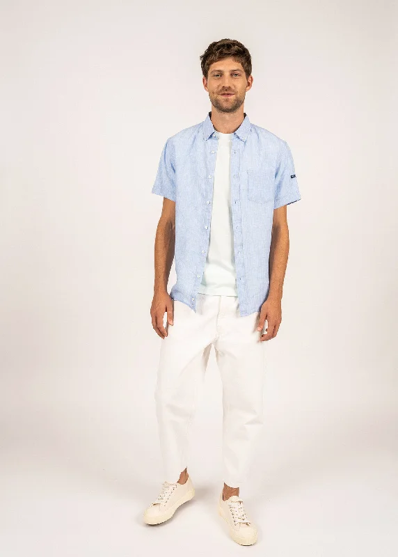 Men's Shearling - Lined Collar Casual Shirts in Brown for a Rustic and Warm AppealClément short sleeve shirt - in linen poplin (CIEL/SUN) Men's Shearling - Lined Collar Casual Shirts in Brown for a Rustic and Warm AppealClément short sleeve shirt - in linen poplin (CIEL/SUN)