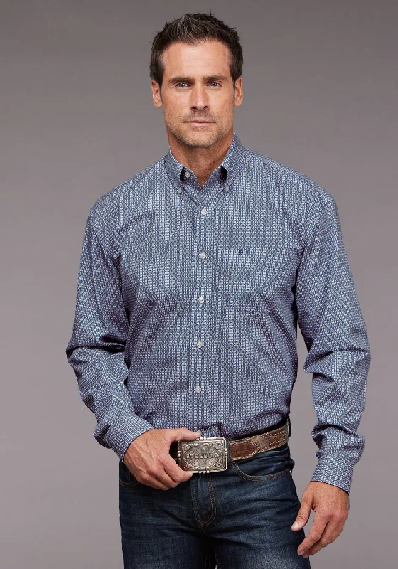 Men's Distressed Denim Casual Shirts with Frayed Edges for a Trendy and Rugged LookStetson Mens Diamond Neat Blue 100% Cotton 1 Pkt L/S Shirt Men's Distressed Denim Casual Shirts with Frayed Edges for a Trendy and Rugged LookStetson Mens Diamond Neat Blue 100% Cotton 1 Pkt L/S Shirt