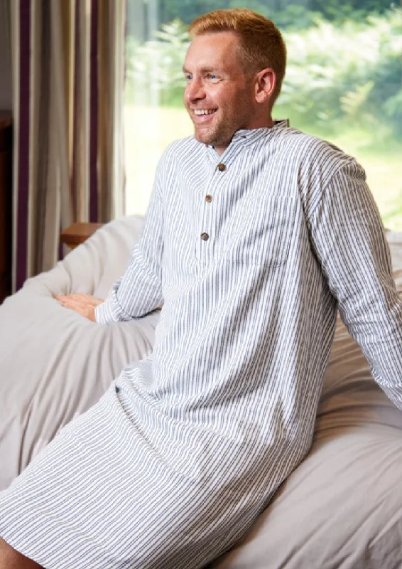 Men's Button - Down Oxford Casual Shirts in Crisp White for a Classic and Versatile StyleUnisex Flannel Nightshirt | Blue Ivory Stripe Men's Button - Down Oxford Casual Shirts in Crisp White for a Classic and Versatile StyleUnisex Flannel Nightshirt | Blue Ivory Stripe