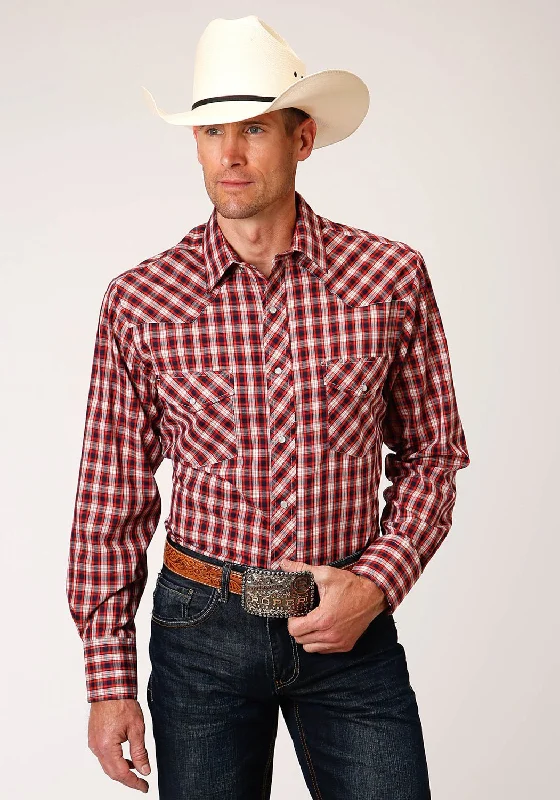 Men's Slim - Fit Printed Floral Casual Shirts in Pastel Colors for a Spring - Inspired VibeRoper Mens Red/Cream Cotton Blend 55/45 Plaid L/S Shirt Men's Slim - Fit Printed Floral Casual Shirts in Pastel Colors for a Spring - Inspired VibeRoper Mens Red/Cream Cotton Blend 55/45 Plaid L/S Shirt