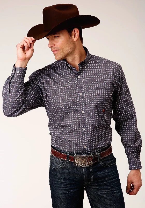 Men's Stretch - Fabric Casual Shirts in Navy Blue for a Comfortable and Flexible FitRoper Mens Grey 100% Cotton Plum Foulard BD L/S 1 Pkt Shirt Men's Stretch - Fabric Casual Shirts in Navy Blue for a Comfortable and Flexible FitRoper Mens Grey 100% Cotton Plum Foulard BD L/S 1 Pkt Shirt