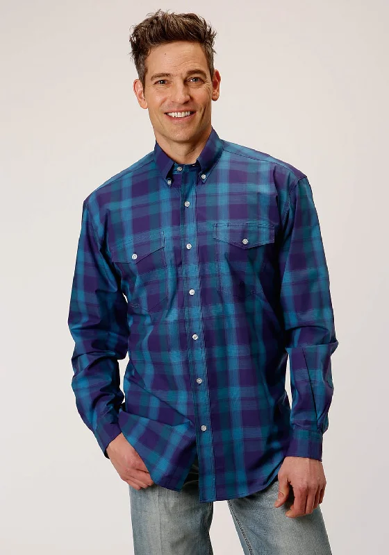 Men's Slim - Fit Printed Floral Casual Shirts in Pastel Colors for a Spring - Inspired VibeRoper Mens Purple 100% Cotton Shadow Ombre BD L/S Button Shirt Men's Slim - Fit Printed Floral Casual Shirts in Pastel Colors for a Spring - Inspired VibeRoper Mens Purple 100% Cotton Shadow Ombre BD L/S Button Shirt