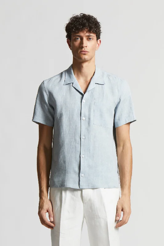 Men's Stretch - Fabric Casual Shirts in Navy Blue for a Comfortable and Flexible FitPure linen shirt Men's Stretch - Fabric Casual Shirts in Navy Blue for a Comfortable and Flexible FitPure linen shirt