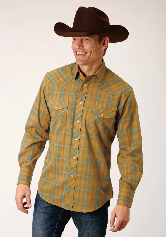 Men's Sustainable Recycled Material Casual Shirts for Eco - Conscious ConsumersRoper Mens Butterscotch Plaid Yellow Cotton Blend L/S Shirt Men's Sustainable Recycled Material Casual Shirts for Eco - Conscious ConsumersRoper Mens Butterscotch Plaid Yellow Cotton Blend L/S Shirt