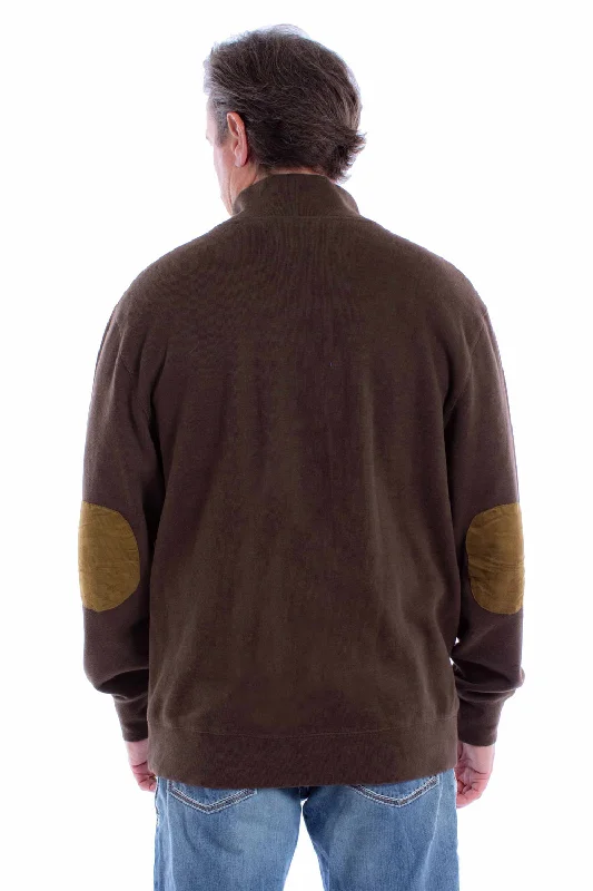 Men's Button - Down Oxford Casual Shirts in Crisp White for a Classic and Versatile StyleScully Mens Suede Elbow Button Chocolate Cotton Blend Pullover Sweater