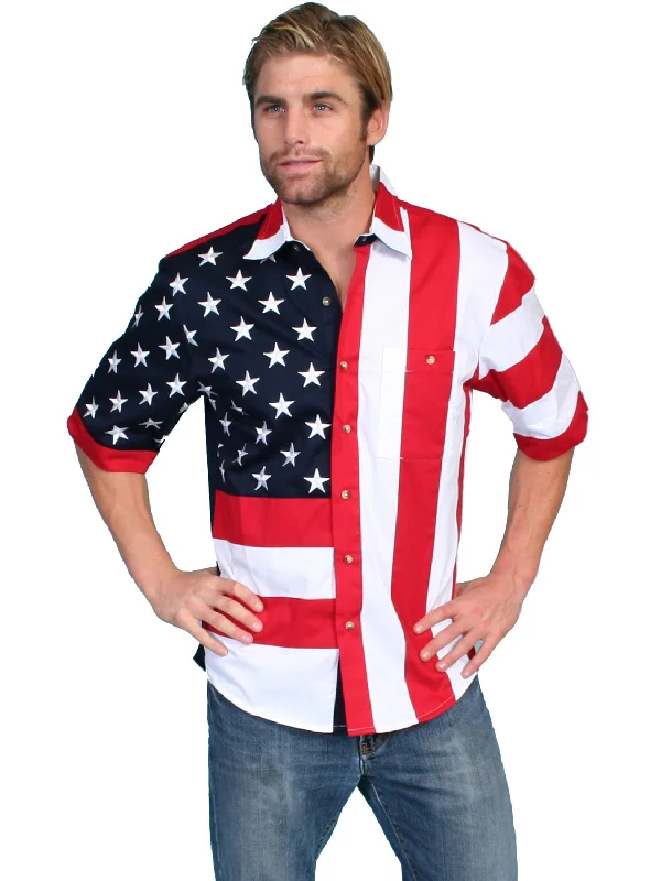 Men's Graphic - Printed Casual Shirts with Pop - Culture References for a Fun and Stylish LookScully Rangewear Mens Red 100% Cotton S/S USA Flag Western Shirt Men's Graphic - Printed Casual Shirts with Pop - Culture References for a Fun and Stylish LookScully Rangewear Mens Red 100% Cotton S/S USA Flag Western Shirt