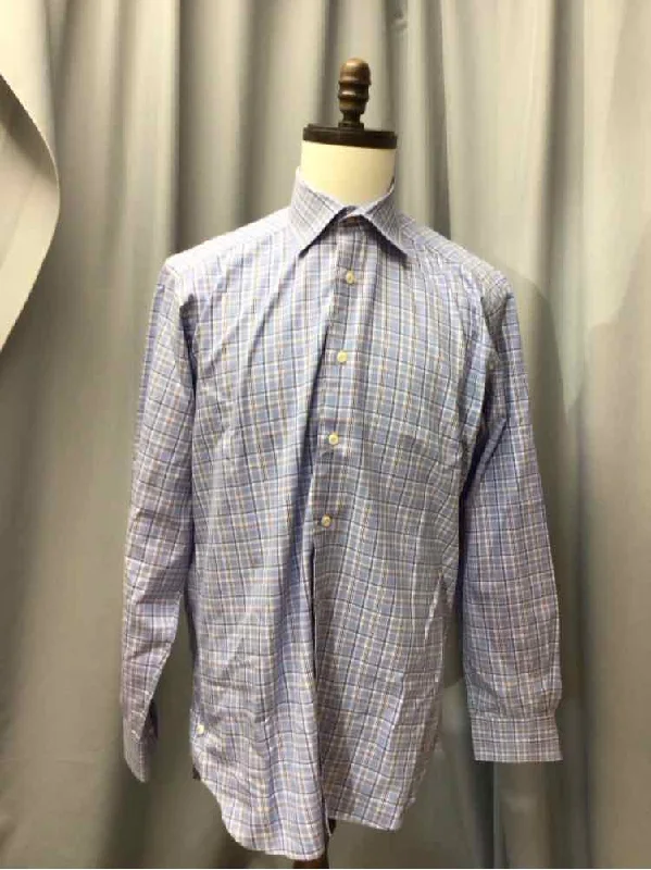 Plus Size Men's Striped Chambray Casual Shirts with a Spread Collar for a Preppy AppearanceSIZE MEDIUM DAVID DONAHUE Men's SHIRTS Plus Size Men's Striped Chambray Casual Shirts with a Spread Collar for a Preppy AppearanceSIZE MEDIUM DAVID DONAHUE Men's SHIRTS