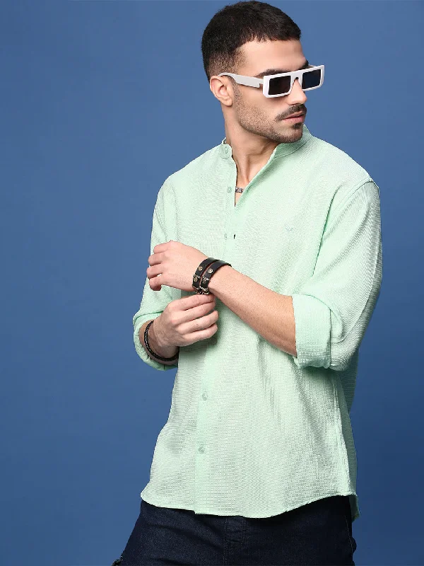 Men's Distressed Denim Casual Shirts with Frayed Edges for a Trendy and Rugged LookMen Sea Green Solid Slim Fit Shirt Men's Distressed Denim Casual Shirts with Frayed Edges for a Trendy and Rugged LookMen Sea Green Solid Slim Fit Shirt