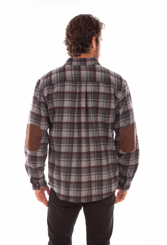 Men's Wrinkle - Resistant Polyester Blend Casual Shirts for Easy Travel and MaintenanceScully Mens Charcoal/Burgundy Wool Blend Flannel Plaid L/S Shirt Men's Wrinkle - Resistant Polyester Blend Casual Shirts for Easy Travel and MaintenanceScully Mens Charcoal/Burgundy Wool Blend Flannel Plaid L/S Shirt