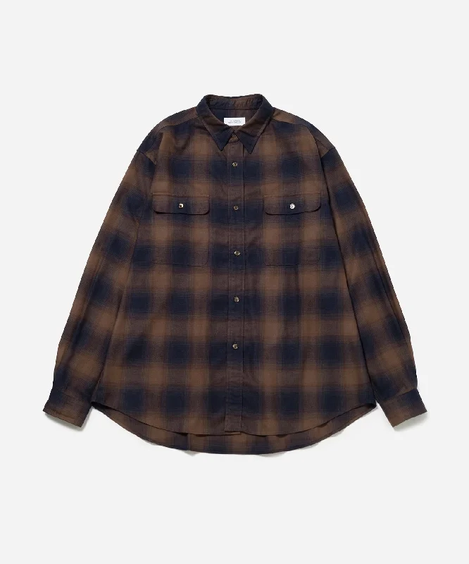 Men's Thermal - Lined Casual Shirts in Black for Added Warmth in Cold WeatherOmbre Check Work Shirt Men's Thermal - Lined Casual Shirts in Black for Added Warmth in Cold WeatherOmbre Check Work Shirt