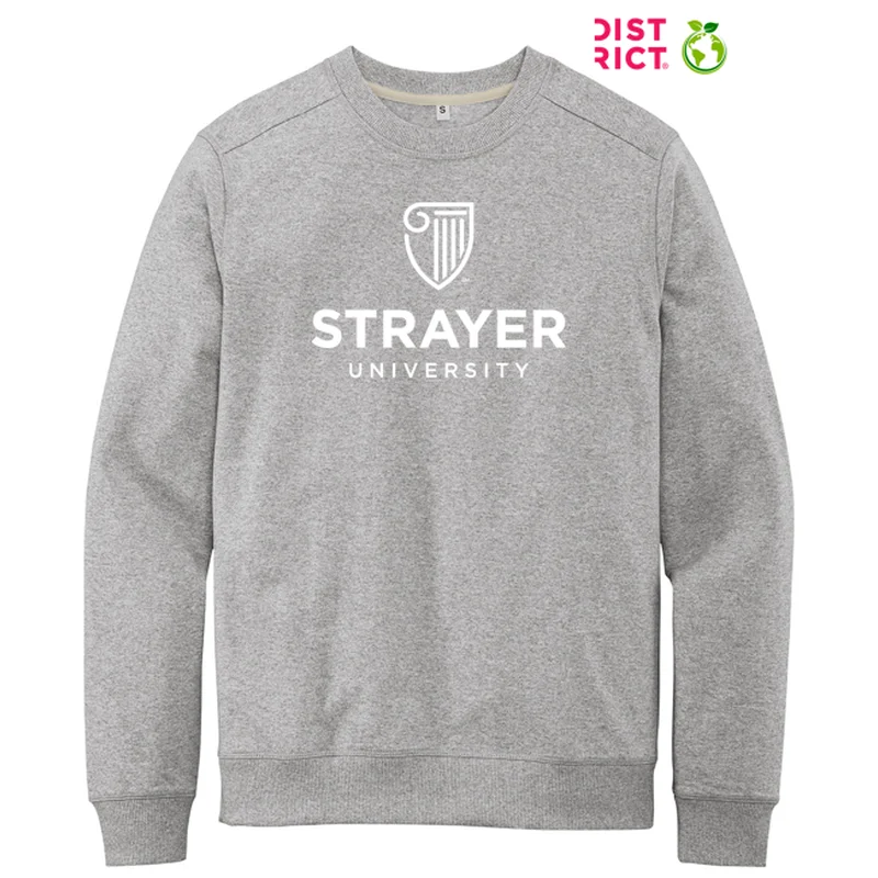 Plus Size Men's Striped Chambray Casual Shirts with a Spread Collar for a Preppy AppearanceSTRAYER District® Re-Fleece™ Crew - Light Heather Grey Plus Size Men's Striped Chambray Casual Shirts with a Spread Collar for a Preppy AppearanceSTRAYER District® Re-Fleece™ Crew - Light Heather Grey