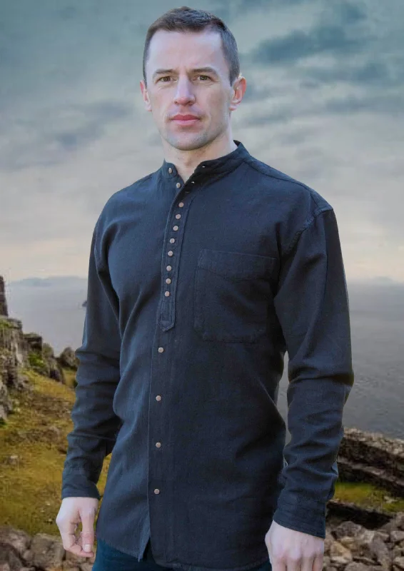 Men's Linen Blend Casual Shirts with Roll - Up Sleeves for a Summer Beach LookCivilian Men's Shirt | Black Men's Linen Blend Casual Shirts with Roll - Up Sleeves for a Summer Beach LookCivilian Men's Shirt | Black