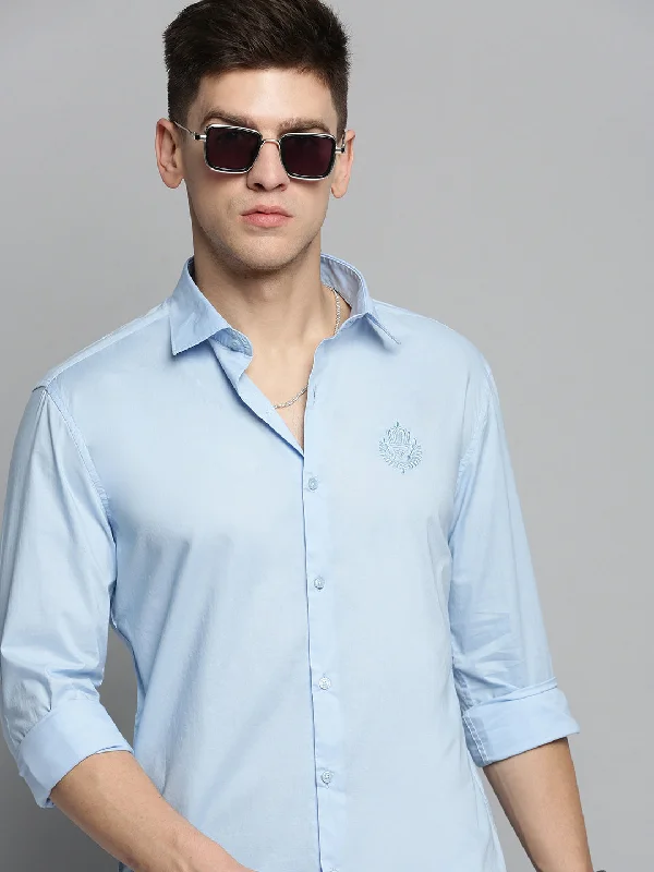 Men's Moisture - Wicking Performance Fabric Casual Shirts for Outdoor ActivitiesMen Blue Solid Casual Shirt Men's Moisture - Wicking Performance Fabric Casual Shirts for Outdoor ActivitiesMen Blue Solid Casual Shirt