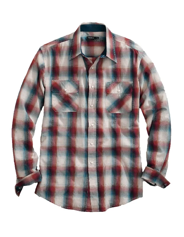 Men's Long - Line Oversized Casual Shirts in Dark Gray for a Relaxed and Modern LookTin Haul Mens Brown/Red 100% Cotton Ombre Dobby L/S Shirt Men's Long - Line Oversized Casual Shirts in Dark Gray for a Relaxed and Modern LookTin Haul Mens Brown/Red 100% Cotton Ombre Dobby L/S Shirt