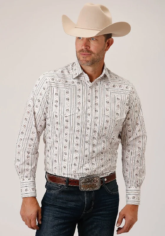 Men's Slim - Fit Printed Floral Casual Shirts in Pastel Colors for a Spring - Inspired VibeRoper Mens 55/45 Wallpaper Brown/Blue Cotton Blend L/S Shirt Men's Slim - Fit Printed Floral Casual Shirts in Pastel Colors for a Spring - Inspired VibeRoper Mens 55/45 Wallpaper Brown/Blue Cotton Blend L/S Shirt