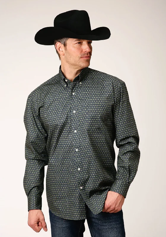 Men's Distressed Denim Casual Shirts with Frayed Edges for a Trendy and Rugged LookRoper Mens Blue 100% Cotton Honeycomb Foulard BD L/S Shirt Men's Distressed Denim Casual Shirts with Frayed Edges for a Trendy and Rugged LookRoper Mens Blue 100% Cotton Honeycomb Foulard BD L/S Shirt