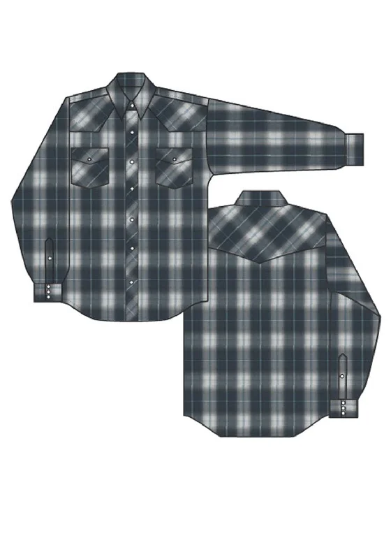 Men's Shearling - Lined Collar Casual Shirts in Brown for a Rustic and Warm AppealRoper Mens 55/45 Large Scale Navy/Grey Cotton Blend L/S Shirt