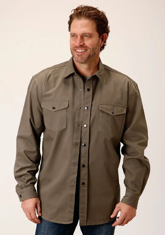 Men's Wrinkle - Resistant Polyester Blend Casual Shirts for Easy Travel and MaintenanceRoper Mens Brushed Twill Tan 100% Cotton L/S Shirt Men's Wrinkle - Resistant Polyester Blend Casual Shirts for Easy Travel and MaintenanceRoper Mens Brushed Twill Tan 100% Cotton L/S Shirt