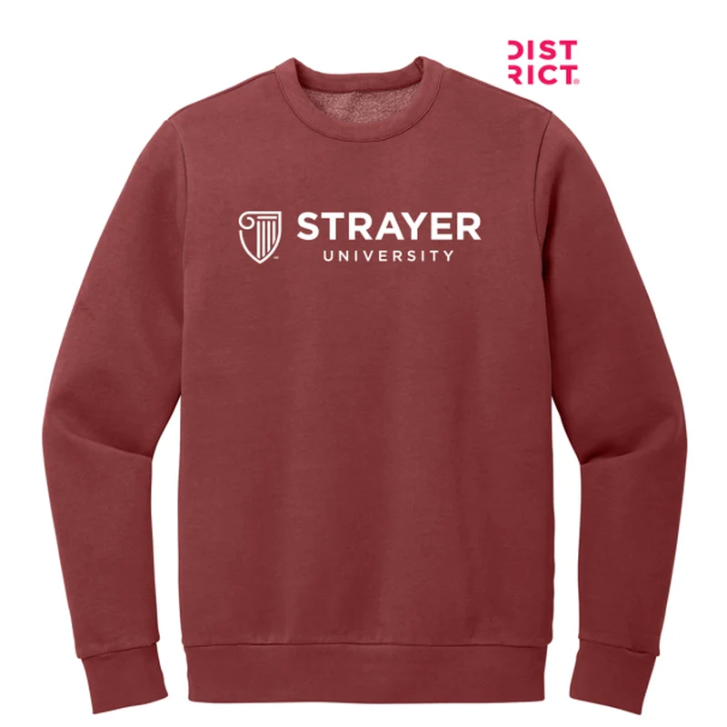 Men's Distressed Denim Casual Shirts with Frayed Edges for a Trendy and Rugged LookSTRAYER District Wash™ Fleece Crew - Garnet
