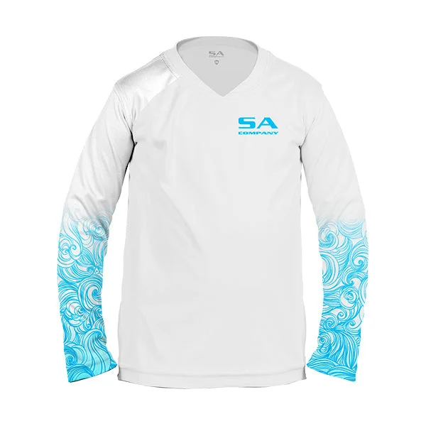 Men's Linen Blend Casual Shirts with Roll - Up Sleeves for a Summer Beach LookGirls Performance Long Sleeve Shirt | White | Tidal Waves Men's Linen Blend Casual Shirts with Roll - Up Sleeves for a Summer Beach LookGirls Performance Long Sleeve Shirt | White | Tidal Waves