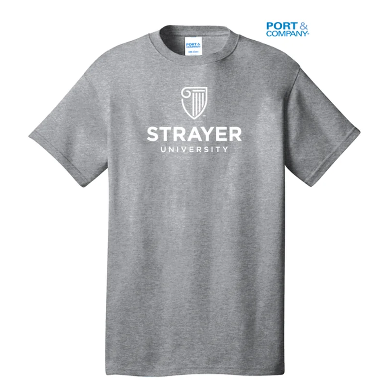 Men's Wrinkle - Resistant Polyester Blend Casual Shirts for Easy Travel and MaintenanceSTRAYER Port & Company® - Core Cotton Tee- Athletic Heather Men's Wrinkle - Resistant Polyester Blend Casual Shirts for Easy Travel and MaintenanceSTRAYER Port & Company® - Core Cotton Tee- Athletic Heather