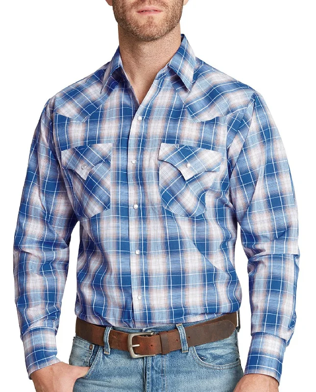 Men's Shearling - Lined Collar Casual Shirts in Brown for a Rustic and Warm AppealEly and Walker Mens Plaid Snap Blue Poly/Cotton L/S Shirt Men's Shearling - Lined Collar Casual Shirts in Brown for a Rustic and Warm AppealEly and Walker Mens Plaid Snap Blue Poly/Cotton L/S Shirt